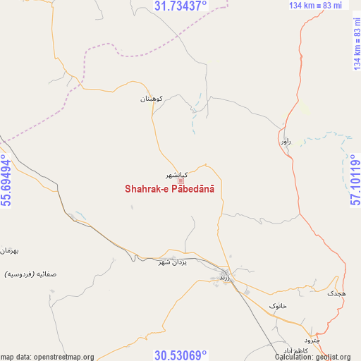 Shahrak-e Pābedānā on map