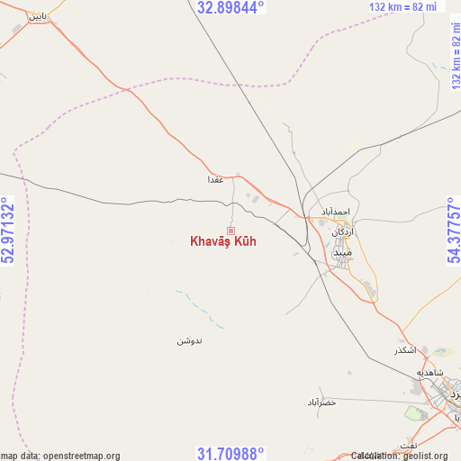 Khavāş Kūh on map