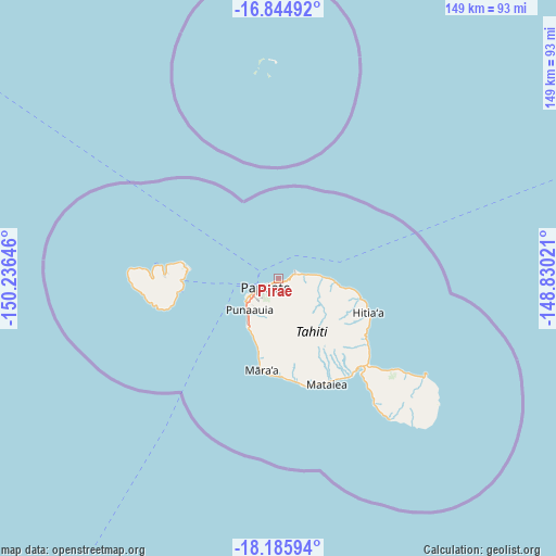 Pirae on map