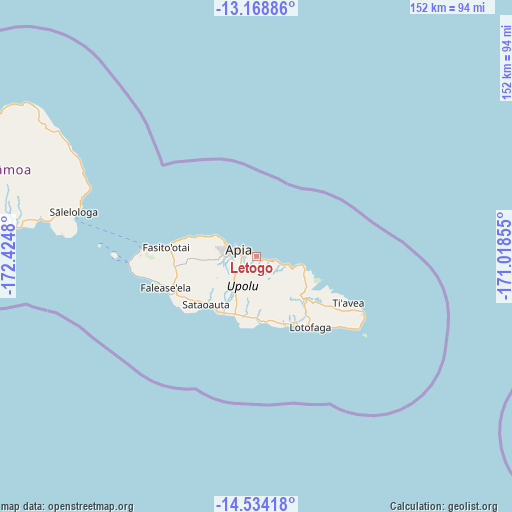 Letogo on map
