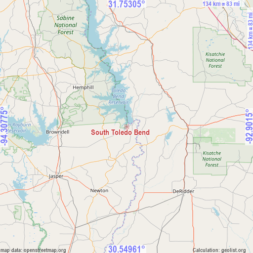 South Toledo Bend on map
