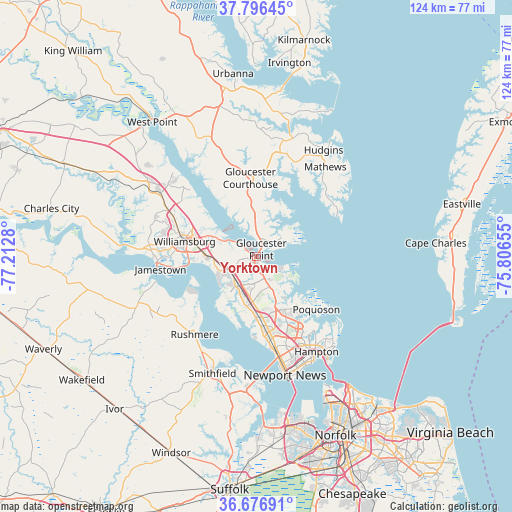 Yorktown on map