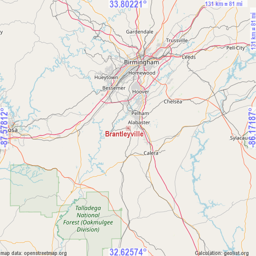 Brantleyville on map