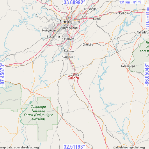 Calera on map