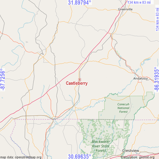 Castleberry on map