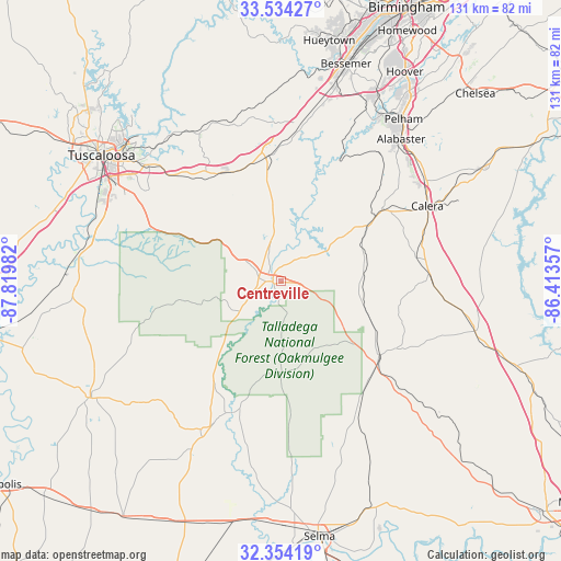 Centreville on map