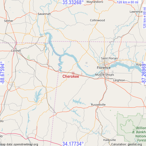 Cherokee on map