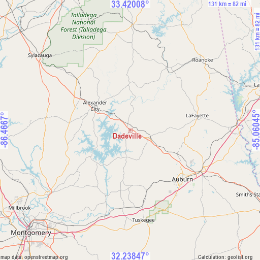 Dadeville on map