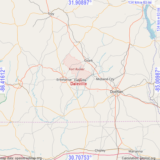 Daleville on map