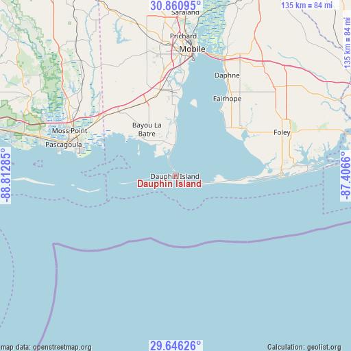 Dauphin Island on map