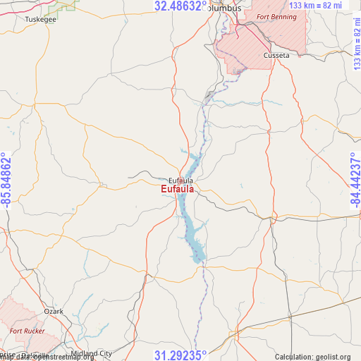 Eufaula on map