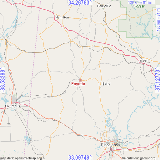 Fayette on map