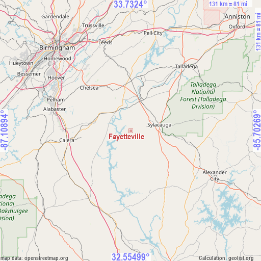 Fayetteville on map