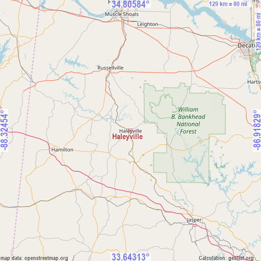 Haleyville on map