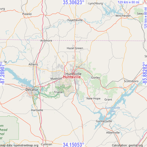 Huntsville on map