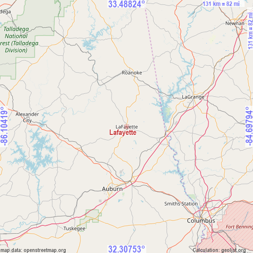 Lafayette on map