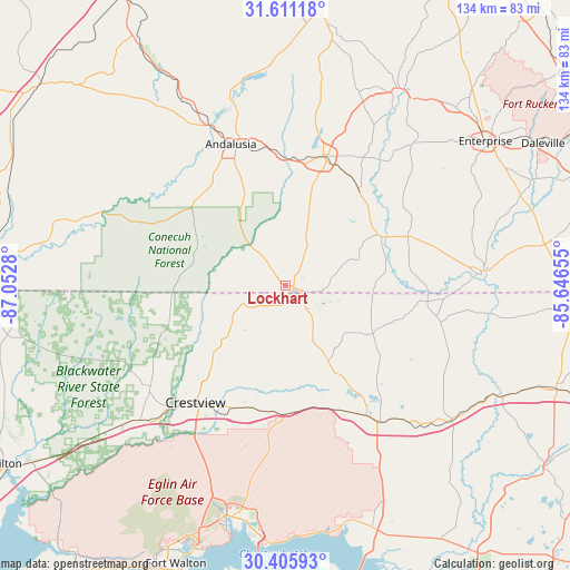 Lockhart on map