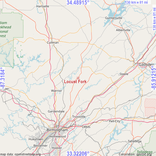 Locust Fork on map