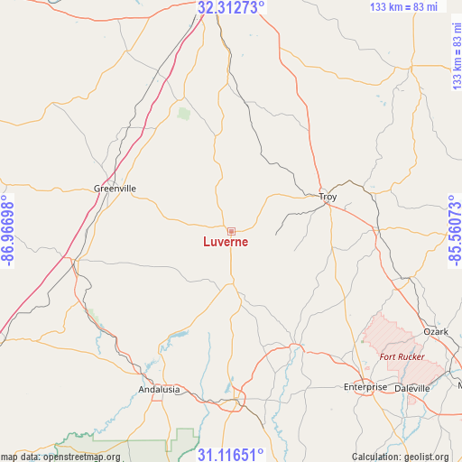 Luverne on map