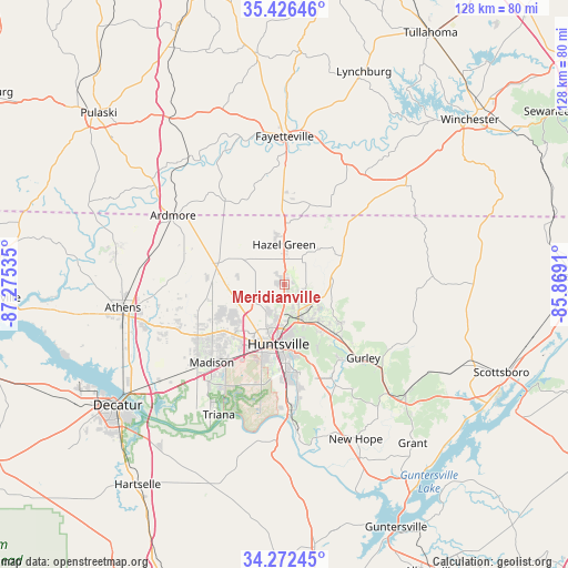 Meridianville on map