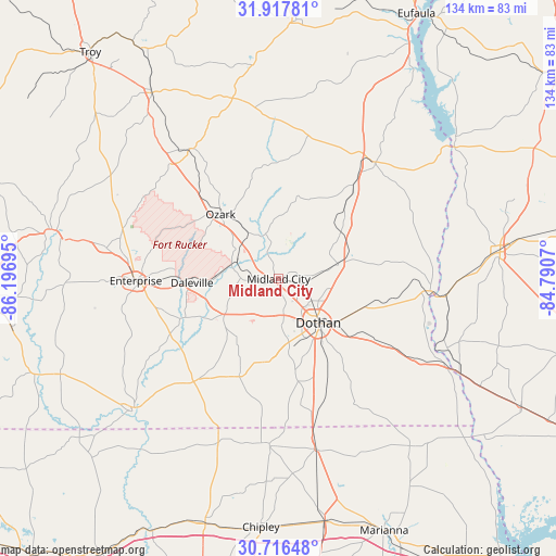 Midland City on map