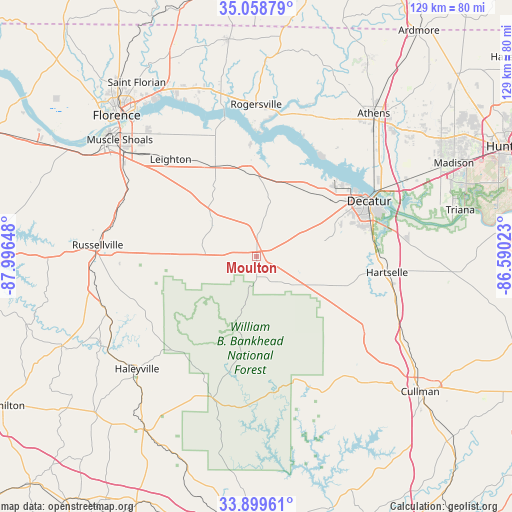 Moulton on map