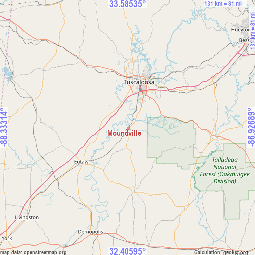 Moundville on map