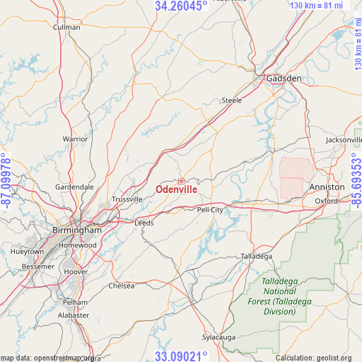 Odenville on map