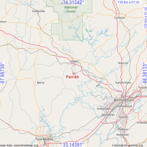 Parrish on map