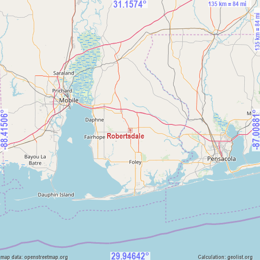 Robertsdale on map