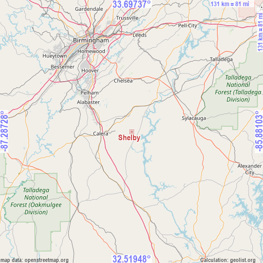 Shelby on map