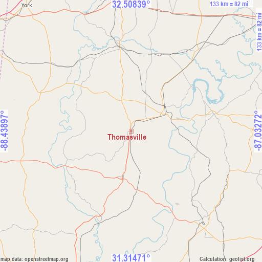 Thomasville on map