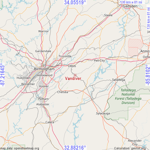 Vandiver on map