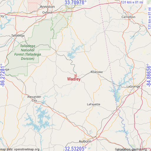 Wadley on map