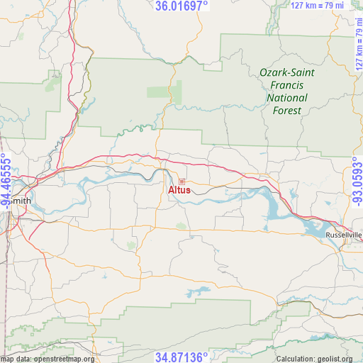 Altus on map