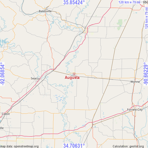 Augusta on map