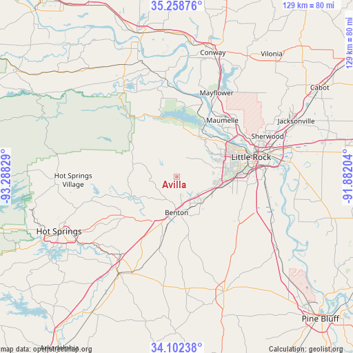 Avilla on map