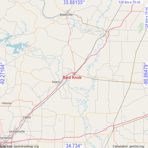 Bald Knob on map