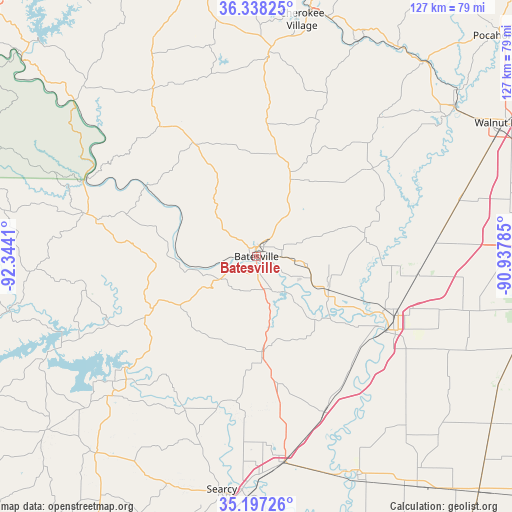 Batesville on map