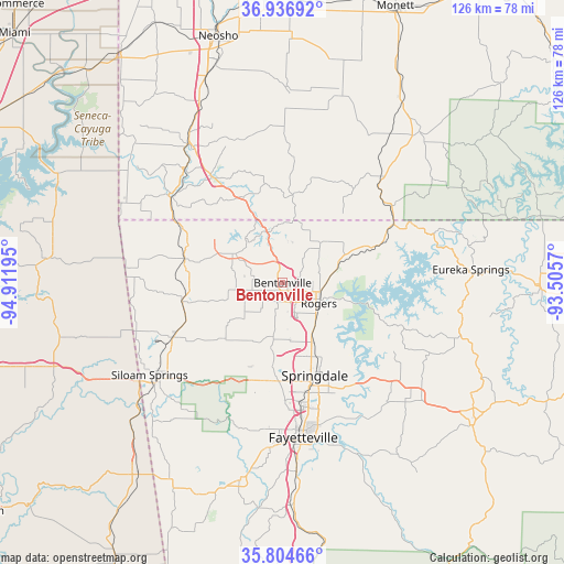 Bentonville on map