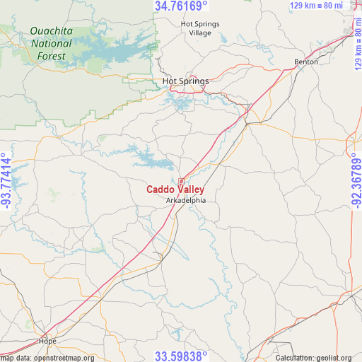 Caddo Valley on map