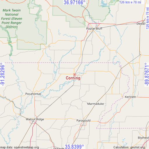 Corning on map