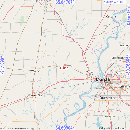 Earle on map