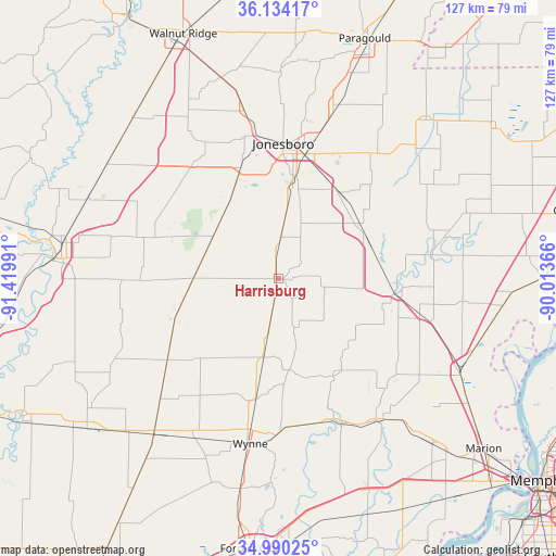 Harrisburg on map