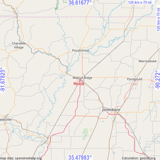 Hoxie on map