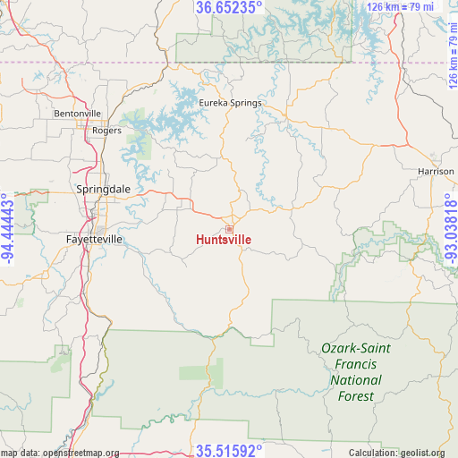 Huntsville on map