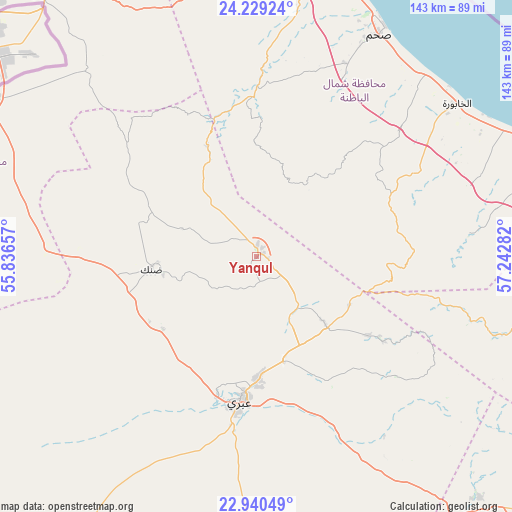 Yanqul on map