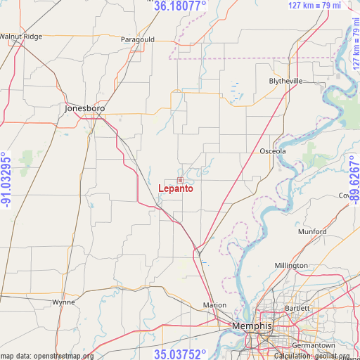 Lepanto on map