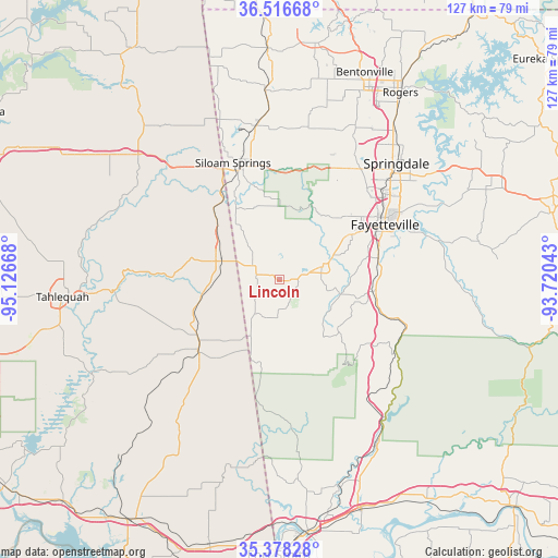 Lincoln on map
