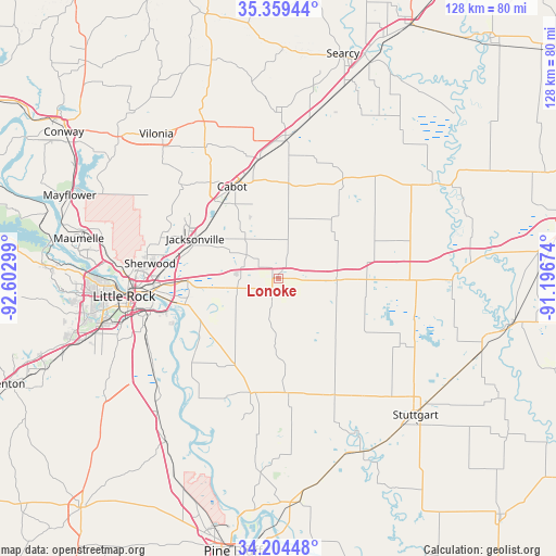 Lonoke on map